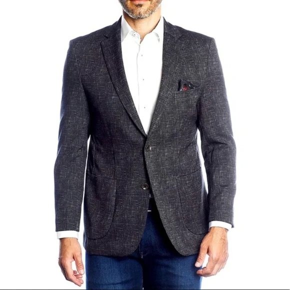 Luchiano Visconti Charcoal Geometric Design Travel Coat - Size 44R - Picture 7 of 7